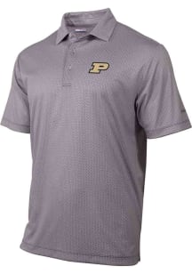 Columbia Purdue Boilermakers Mens Grey Fairway Short Sleeve Polo