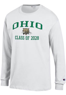 Champion Ohio Bobcats White Primary Class of 2028 Jersey Long Sleeve T Shirt
