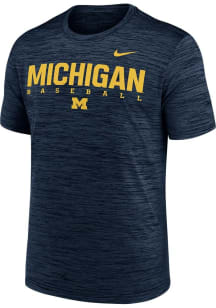 Nike Michigan Wolverines Navy Blue DriFit Velocity Baseball Short Sleeve T Shirt