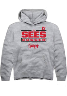 Jo Sees Rally Nebraska Cornhuskers Youth NIL Stacked Box Long Sleeve Player Hoodie Grey