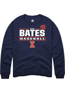 Zach Bates Illinois Fighting Illini Mens Navy Blue NIL Stacked Box Player Crew