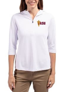 Cutter and Buck Arizona State Sun Devils Womens White Virtue Eco Pique Hooded Sweatshirt