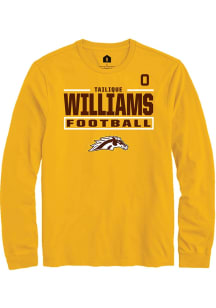 Tailique Williams Western Michigan Broncos Gold Football NIL Stacked Box Long Sleeve Player T Shir..