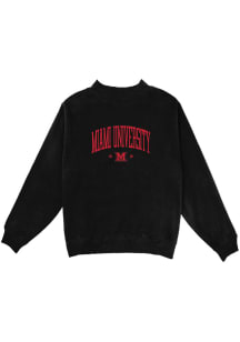 Blue 84 Miami RedHawks Womens Black Mock Neck Crew Sweatshirt