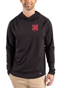 Cutter and Buck Nebraska Cornhuskers Mens Black Prospect Eco Big and Tall Hooded Sweatshirt