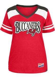 New Era Tampa Bay Buccaneers Womens Red Colorblock Short Sleeve T-Shirt