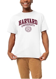 League Harvard Crimson White Arched Shield Short Sleeve T Shirt