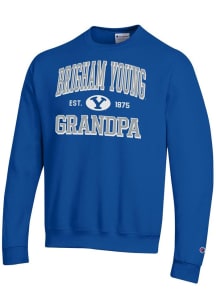 Champion BYU Cougars Mens Blue Est. Date Grandpa Powerblend Long Sleeve Crew Sweatshirt