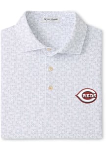 Peter Millar Cincinnati Reds Mens White Bases Loaded Short Sleeve Fashion Polo