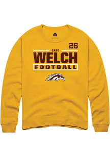 Gabe Welch Western Michigan Broncos Mens Gold Football NIL Stacked Box Player Crew