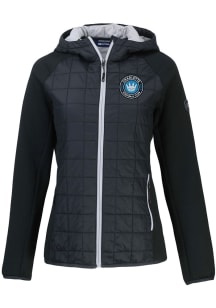 Cutter and Buck Charlotte FC Womens Black Rainier PrimaLoft Hybrid Medium Weight Jacket