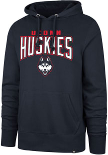 47 UConn Huskies Mens Navy Blue Team Elements Arch Headline Long Sleeve Hoodie