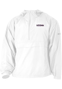 Columbia UConn Huskies Mens White Heat Seal Prodigy Long Sleeve Qtr Zip Pullover