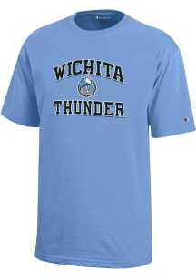 Champion Wichita Thunder Youth Light Blue #1 Design Short Sleeve T-Shirt