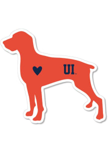 Illinois Fighting Illini 3.5" Standing Dog Rugged Stickers - Orange