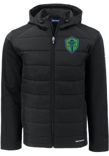 Cutter and Buck Seattle Sounders FC Mens Black Evoke Hood Big and Tall Lined Jacket