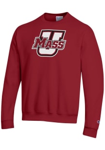 Champion Massachusetts Minutemen Mens Maroon Powerblend Long Sleeve Crew Sweatshirt