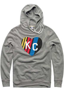 Charlie Hustle NASCAR Gear Mens Grey KC Heart Long Sleeve Hoodie