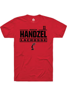 Morgan Handzel Cincinnati Bearcats Red NIL Stacked Box Short Sleeve Player T Shirt