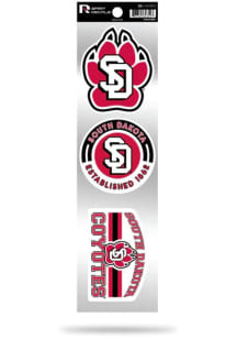 South Dakota Coyotes 3pk Retro Auto Decal - Red