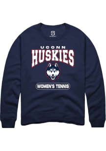 Summit Sportswear UConn Huskies Mens Navy Blue Women's Tennis Long Sleeve Crew Sweatshirt