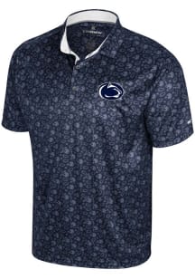 Colosseum Penn State Nittany Lions Mens Navy Blue Game Day Short Sleeve Polo