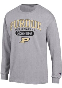 Champion Purdue Boilermakers Grey Pill Box Grandpa Jersey Long Sleeve T Shirt