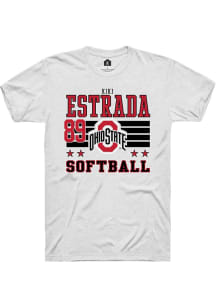 Kiki Estrada Ohio State Buckeyes White NIL Striped Short Sleeve Player T Shirt