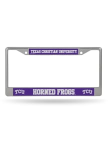 TCU Horned Frogs Decal Chrome License Plate Frame - Silver