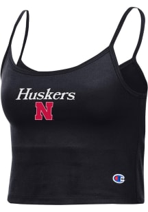 Champion Nebraska Cornhuskers Womens Black Cropped Cami Tank Top