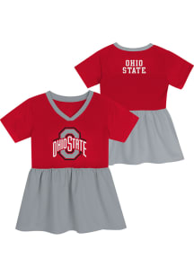 Ohio State Buckeyes Toddler Girls Red Stadium Lights Short Sleeve Dress