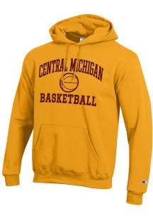Champion Central Michigan Chippewas Mens Gold Basketball Icon Powerblend Long Sleeve Hoodie