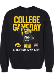 Something Inked Iowa Hawkeyes Mens Black ESPN College Gameday Herky Long Sleeve Crew Sweatshirt