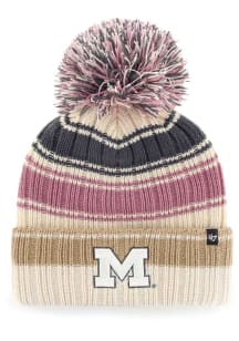 47 Michigan Wolverines Natural Daphne Cuff Pom Womens Knit Hat