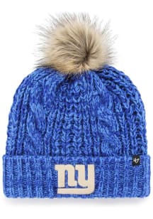 47 New York Giants Blue Meeko Cuff Pom Womens Knit Hat