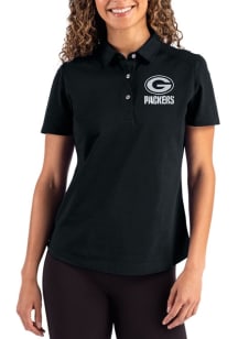 Cutter and Buck Green Bay Packers Womens Black Mono Advantage Short Sleeve Polo Shirt