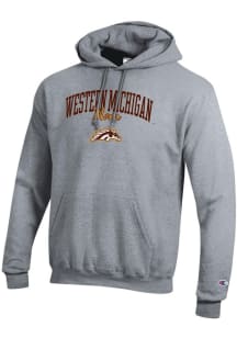 Champion Western Michigan Broncos Mens Grey Mom Script Powerblend Long Sleeve Hoodie