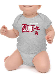 Little King Oklahoma Sooners Baby Grey Knobby Retro Short Sleeve One Piece