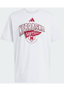 Adidas Nebraska Cornhuskers White 2026 Softball Dugout Refresh Short Sleeve T Shirt
