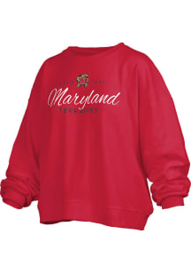 Pressbox Maryland Terrapins Womens Red Alexus Script Crew Sweatshirt