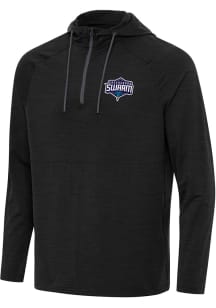 Antigua Greensboro Swarm Mens Black Heather Spikes Long Sleeve Qtr Zip Pullover