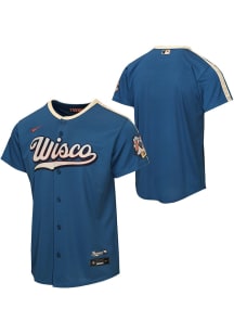 Nike Milwaukee Brewers Youth Blue City Connect Home Run Blank Jersey