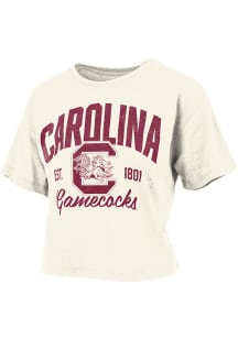 Pressbox South Carolina Gamecocks Womens Ivory Burnout Short Sleeve T-Shirt