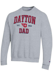 Champion Dayton Flyers Mens Grey Est Date Dad Powerblend Long Sleeve Crew Sweatshirt
