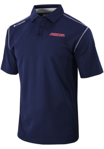 Columbia Arizona Wildcats Mens Navy Blue Heat Seal Omni Wick Shotgun Short Sleeve Fashion Polo