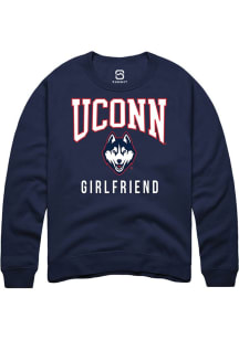 Summit Sportswear UConn Huskies Mens Navy Blue Girlfriend Long Sleeve Crew Sweatshirt