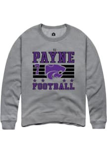 VJ Payne  Rally K-State Wildcats Mens Grey Football NIL Striped Long Sleeve Crew Sweatshirt