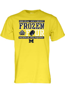 Blue 84 Michigan Wolverines Yellow 2026 Men's Ice Hockey Frozen Four Bound Short Sleeve T Shirt