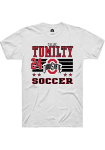Callie Tumilty Ohio State Buckeyes White NIL Striped Short Sleeve Player T Shirt