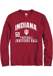 Jhrevious Hall Indiana Hoosiers Crimson Football NIL Arch Logo Long Sleeve Player T Shirt